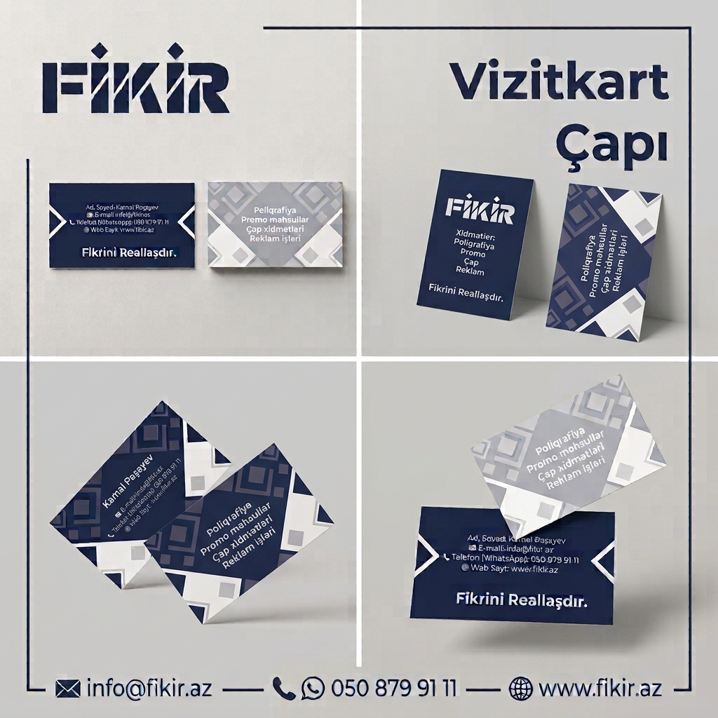 Vizitkart Çapı Hazırlanması Sifarişi Xidməti - 050 879 91 11 (WhatsApp) - Fikir Reklam - www.fikir.az